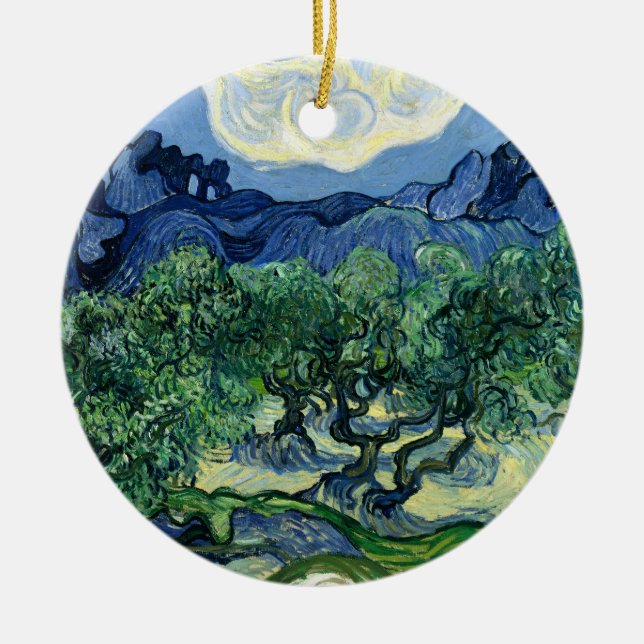 Van Gogh The Olive Trees Landscape Painting Ceramic Ornament (Front)