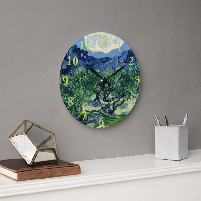 Van Gogh The Olive Trees Landscape Painting Large Clock (Office)