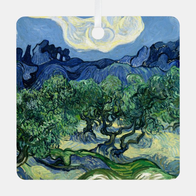 Van Gogh The Olive Trees Landscape Painting Metal Tree Decoration (Front)