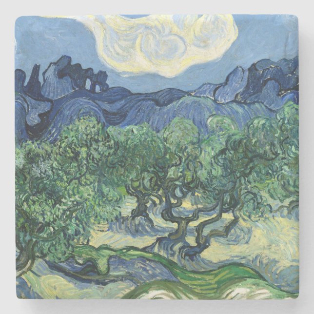 Van Gogh The Olive Trees Landscape Painting Stone Coaster (Front)