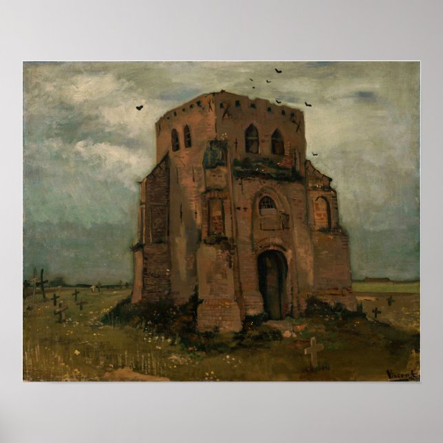 Van Gogh - The Peasants' Churchyard', Old Church Poster (Front)