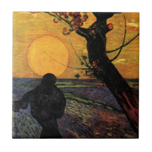Van Gogh; The Sower, Vintage Peasant Farmer Ceramic Tile