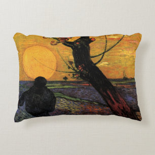 Van Gogh; The Sower, Vintage Peasant Farmer Decorative Cushion