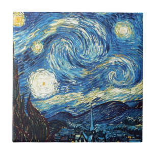 van gogh the starry night 1889 Vintage Art Tile