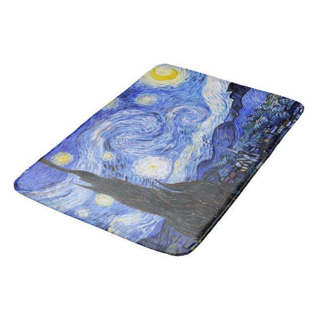 Van Gogh The Starry Night Bath Mat (Angled)