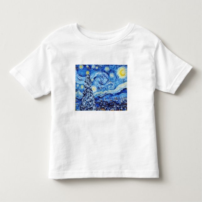 Van Gogh - The Starry Night - White Christmas Art  Toddler T-Shirt (Front)
