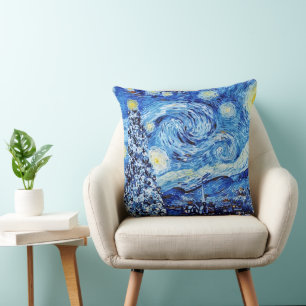 Van Gogh - The Starry Night - White Christmas Cushion
