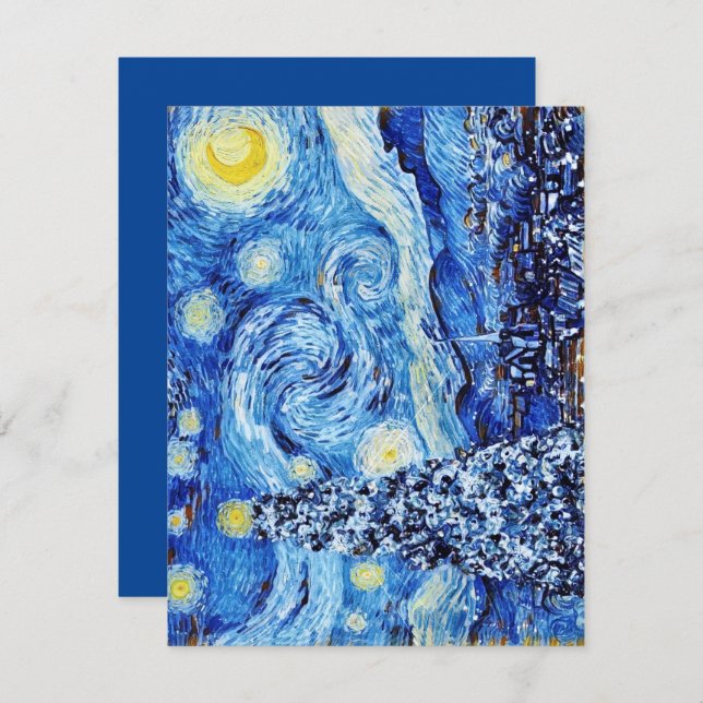 Van Gogh - The Starry Night - White Christmas Encl Enclosure Card (Front/Back)