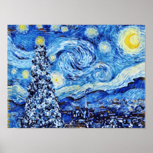 Van Gogh - The Starry Night - White Christmas Pos Poster