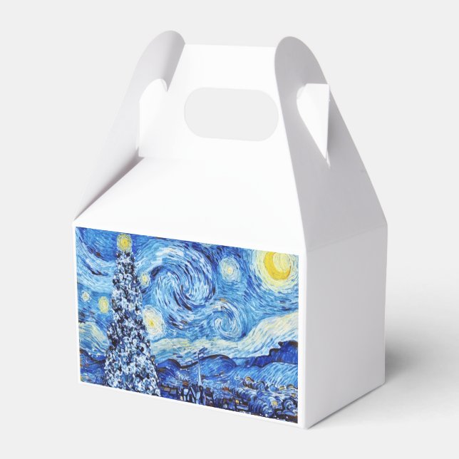 Van Gogh - The Starry Night - White Christmas Post Favour Box (Back Side)