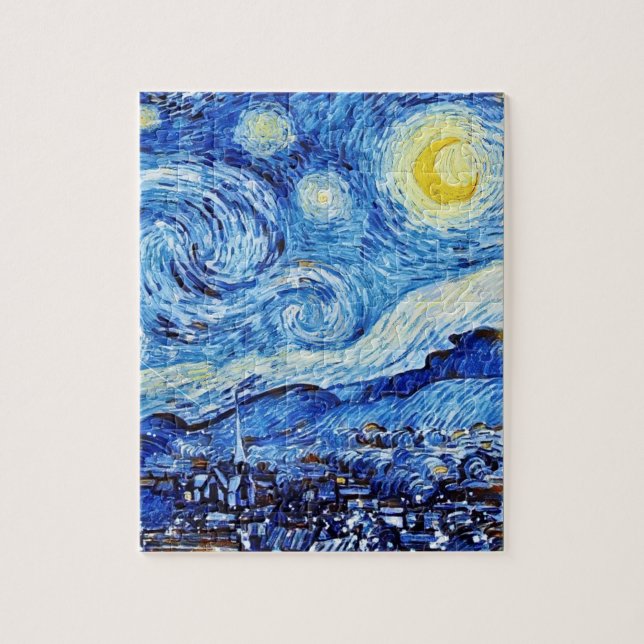 Van Gogh - The Starry Night - White Christmas Post Jigsaw Puzzle (Vertical)