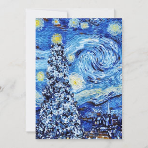 Van Gogh - The Starry Night - White Christmas T-Sh Invitation