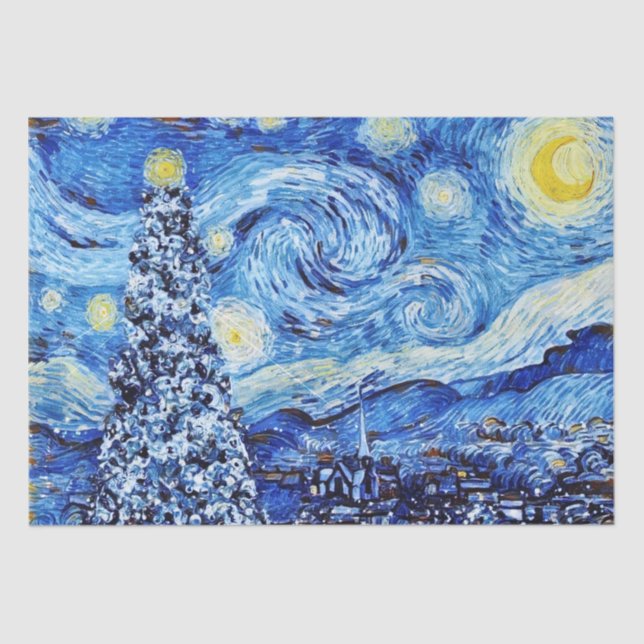 Van Gogh - The Starry Night - White Christmas Tiss Tissue Paper (Front)