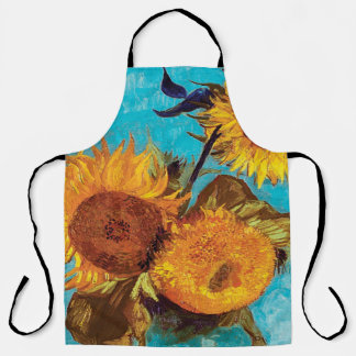 Van Gogh - Three Sunflowers In A Vase - Fine Art Apron