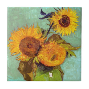 Van Gogh - Three Sunflowers In A Vase - Fine Art Ceramic Tile