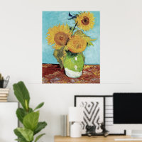 Van Gogh Three Sunflowers Original Art Masterpiec 