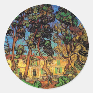 Van Gogh Trees in the Garden, Saint Paul Hospital Classic Round Sticker
