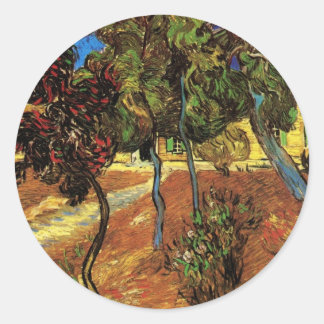 Van Gogh Trees in the Garden, Saint Paul Hospital Classic Round Sticker