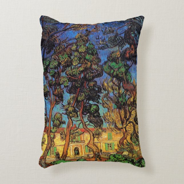 Van Gogh Trees in the Garden, Saint Paul Hospital Decorative Cushion (Front(Vertical))