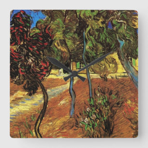 Van Gogh Trees in the Garden, Saint Paul Hospital Square Wall Clock