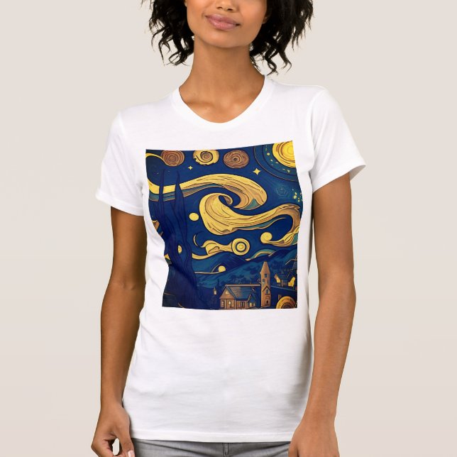 Van Gogh Tshirt, AI-Generated Starry Night  T-Shirt (Front)