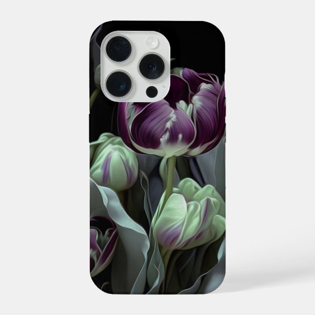 Van Gogh Tulips, Deep purple fanciful garden iPhone Case (Back)