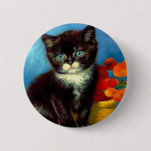Van Gogh Tuxedo Cat  6 Cm Round Badge