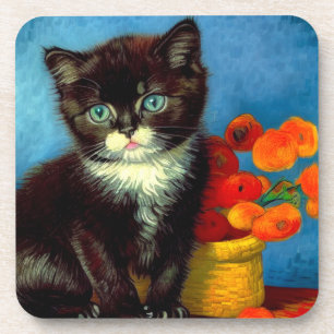 Van Gogh Tuxedo Cat Coaster