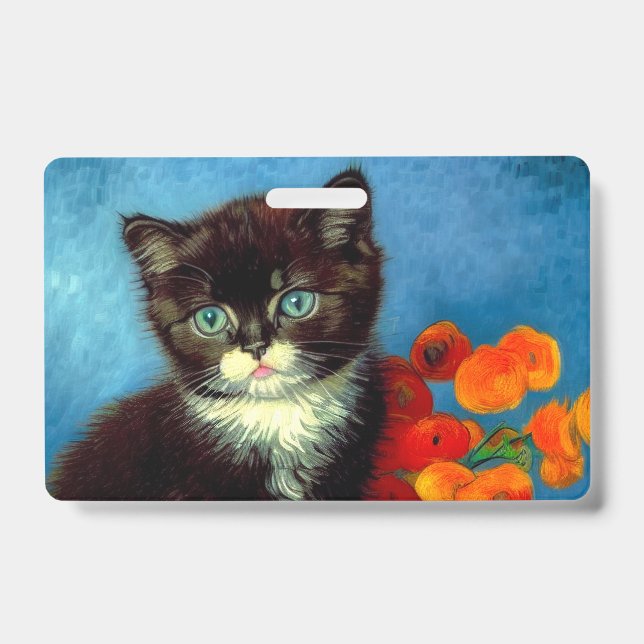 Van Gogh Tuxedo Cat  ID Badge (Front)