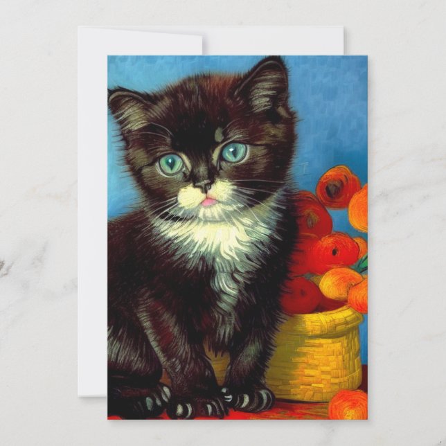 Van Gogh Tuxedo Cat  Invitation (Front)