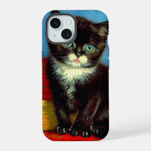 Van Gogh Tuxedo Cat iPhone 15 Case