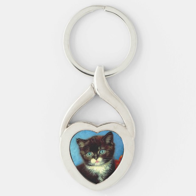 Van Gogh Tuxedo Cat  Key Ring (Front)