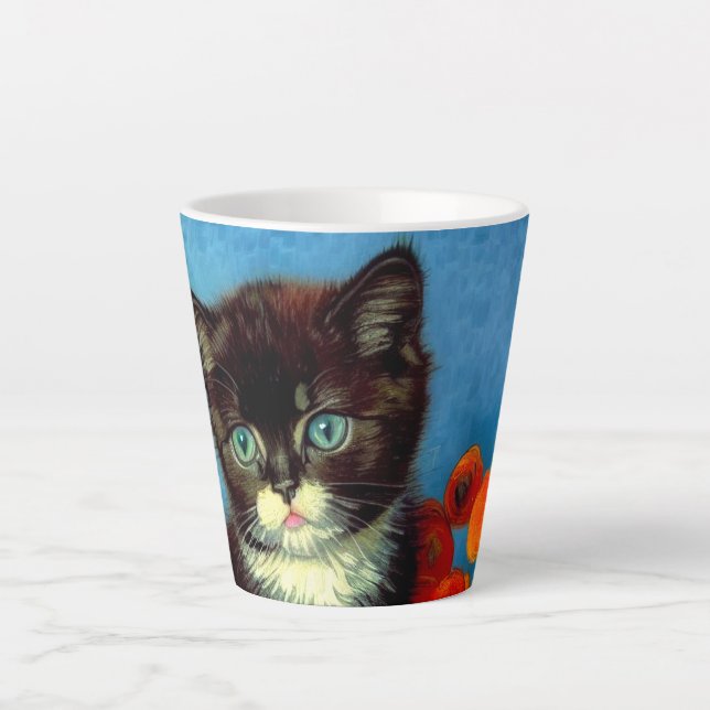 Van Gogh Tuxedo Cat  Latte Mug (Front)