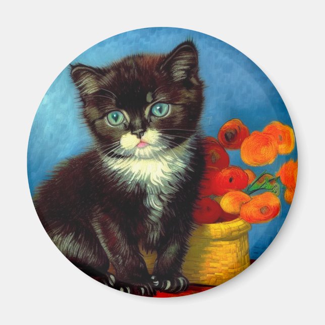 Van Gogh Tuxedo Cat  Magnet (Front)