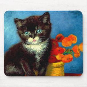 Van Gogh Tuxedo Cat  Mouse Pad