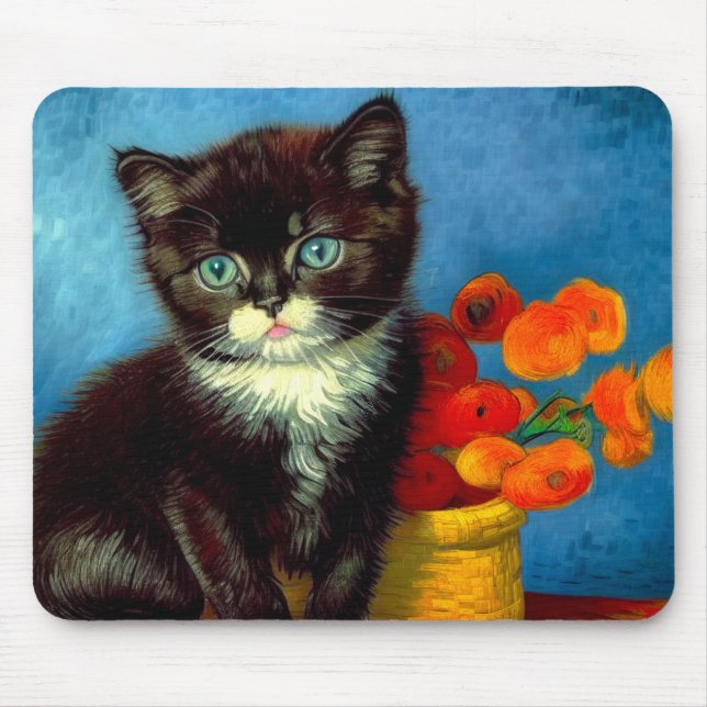 Van Gogh Tuxedo Cat  Mouse Pad (Front)