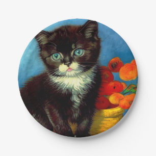 Van Gogh Tuxedo Cat  Paper Plate