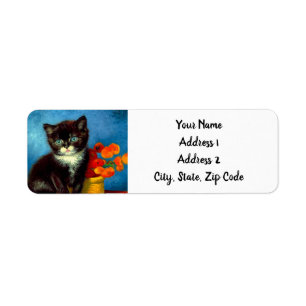 Van Gogh Tuxedo Cat Return Address Label