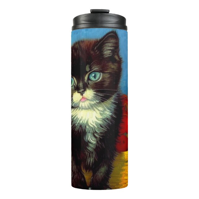 Van Gogh Tuxedo Cat  Thermal Tumbler (Front)