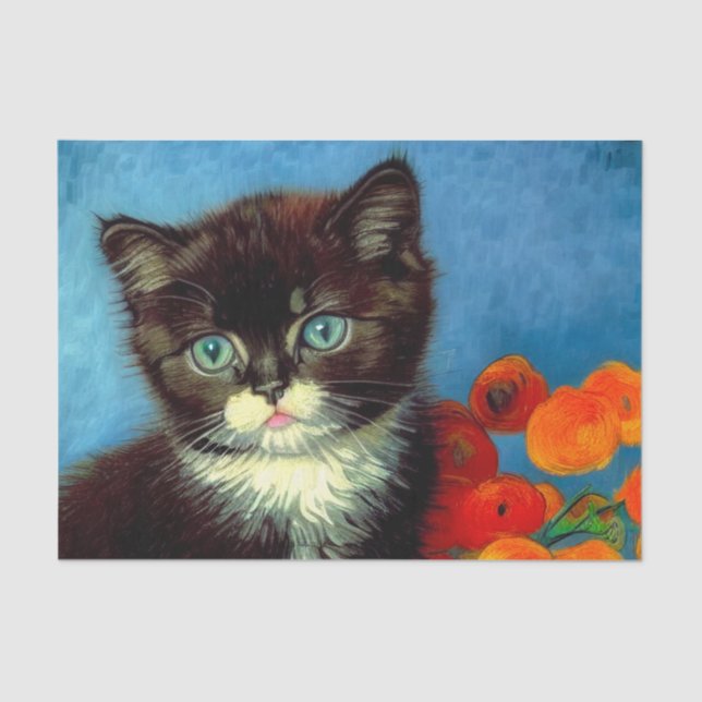 Van Gogh Tuxedo Cat  Tissue Paper (Front)