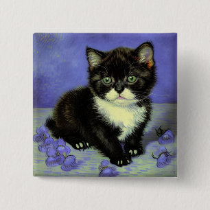 Van Gogh Tuxedo Kitten 15 Cm Square Badge