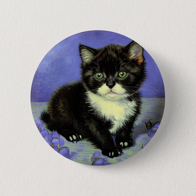 Van Gogh Tuxedo Kitten 6 Cm Round Badge (Front)