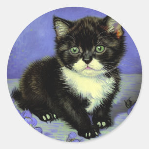 Van Gogh Tuxedo Kitten Classic Round Sticker