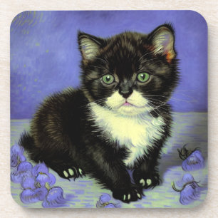 Van Gogh Tuxedo Kitten Coaster