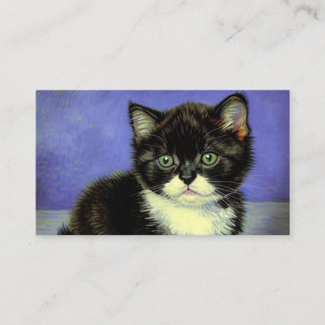 Van Gogh Tuxedo Kitten Enclosure Card (Front)