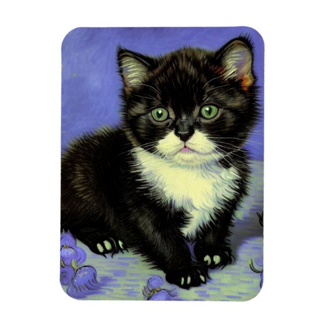 Van Gogh Tuxedo Kitten Magnet (Vertical)