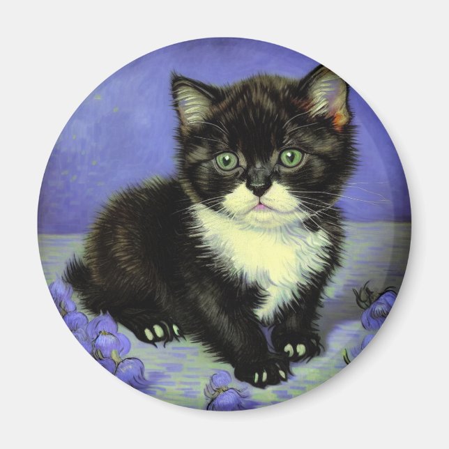 Van Gogh Tuxedo Kitten Magnet (Front)