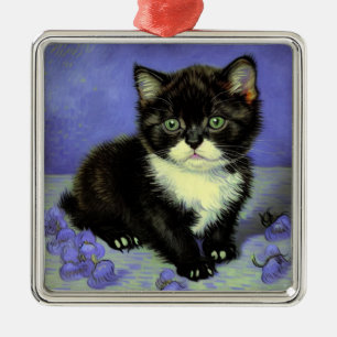 Van Gogh Tuxedo Kitten Metal Ornament