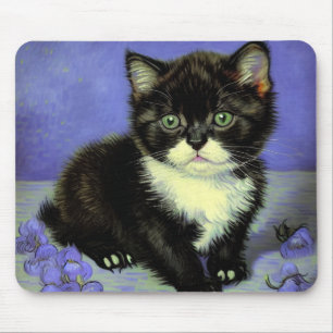 Van Gogh Tuxedo Kitten Mouse Pad