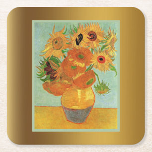 Van Gogh - Twelve Sunflowers Square Paper Coaster